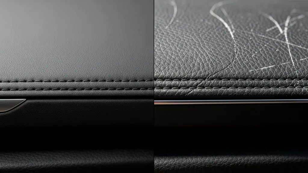 Comparaison visuelle entre un tableau de bord de voiture neuf et un autre plus ancien mais bien entretenu.