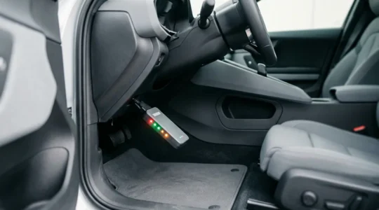 Diagnostic automobile OBD2 en cours avec boîtier connecté