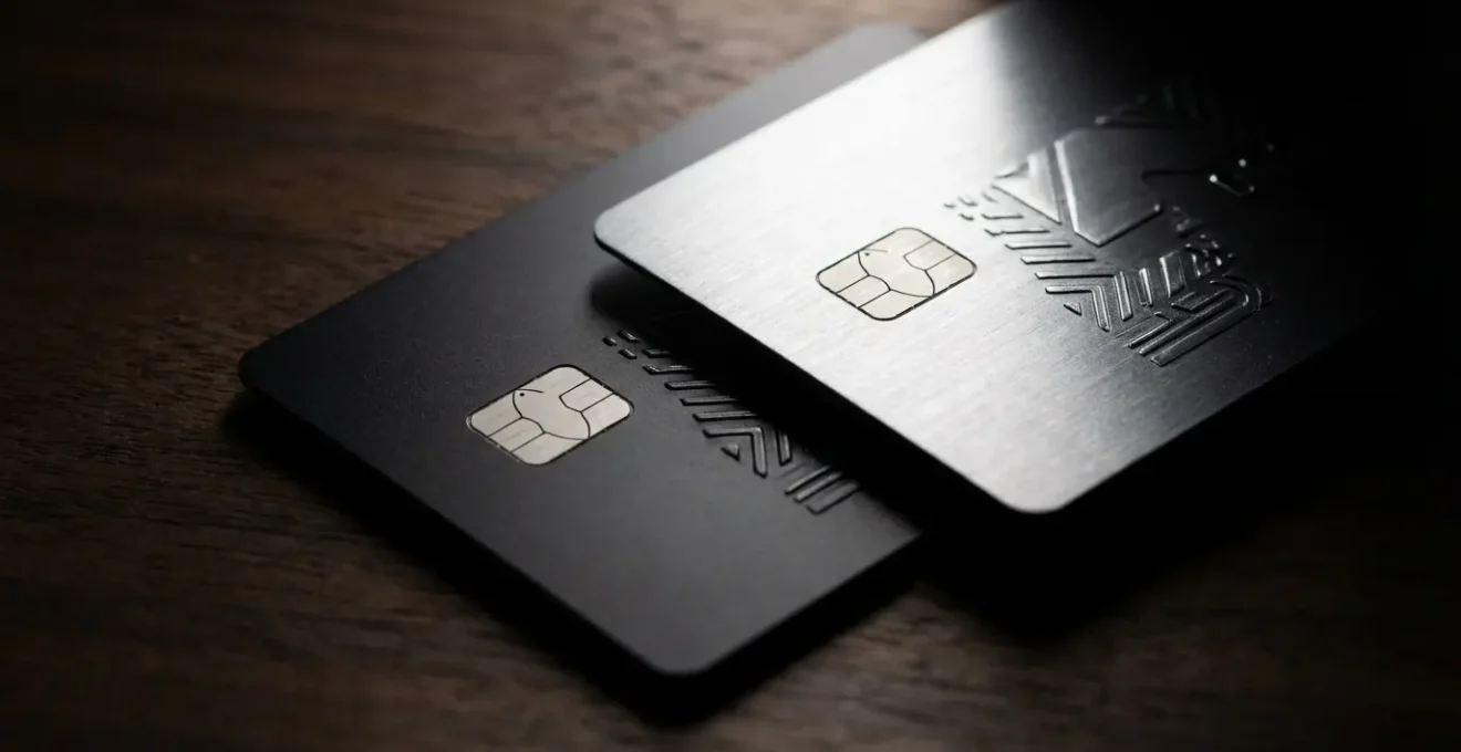 Gros plan sur deux cartes bancaires montrant la différence entre crédit et débit pour la location de voiture