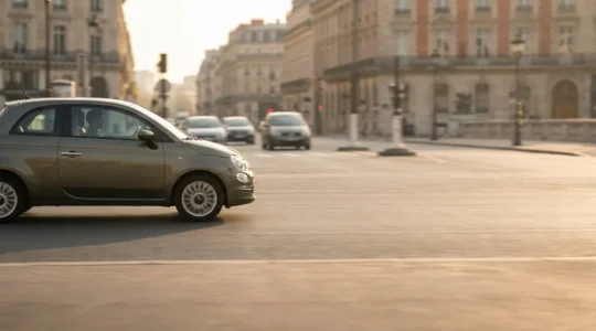 Conducteur anticipant la circulation en ville pour économiser du carburant