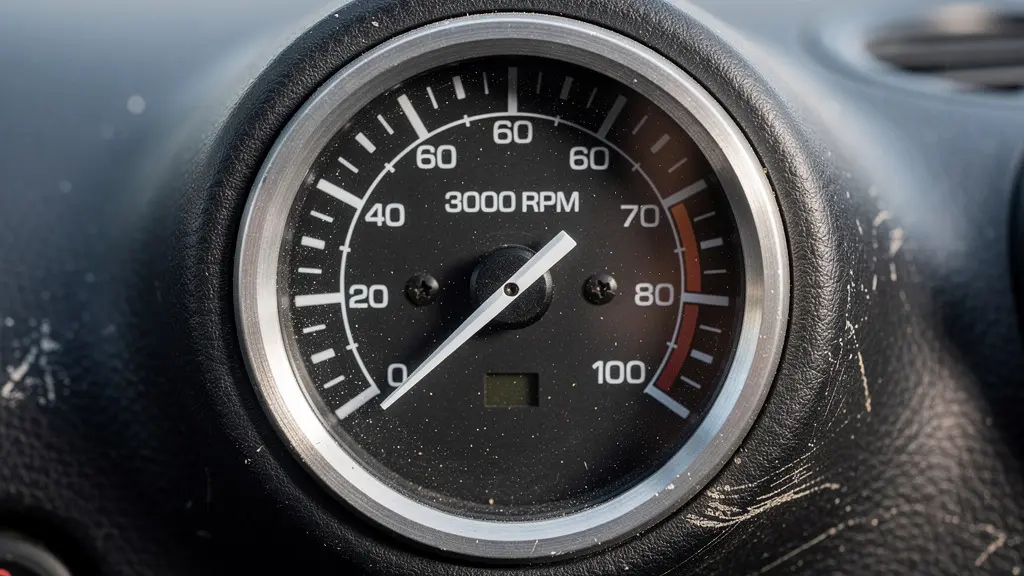 Gros plan sur un compte-tours automobile indiquant 3000 tr/min
