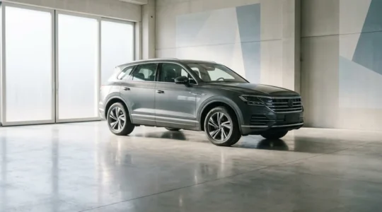 Voiture moderne équipée de capteurs et systèmes de sécurité avancés avec symboles d'économies